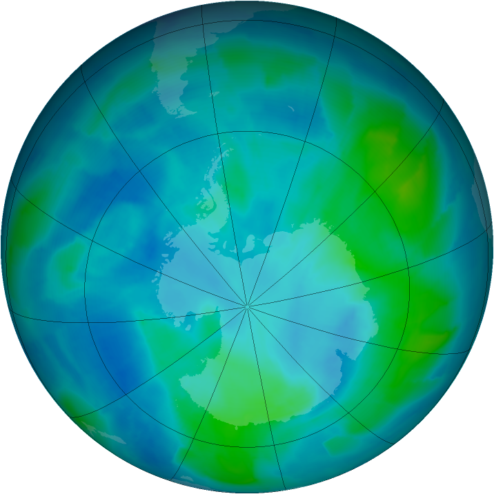 Antarctic ozone map for 27 February 2012